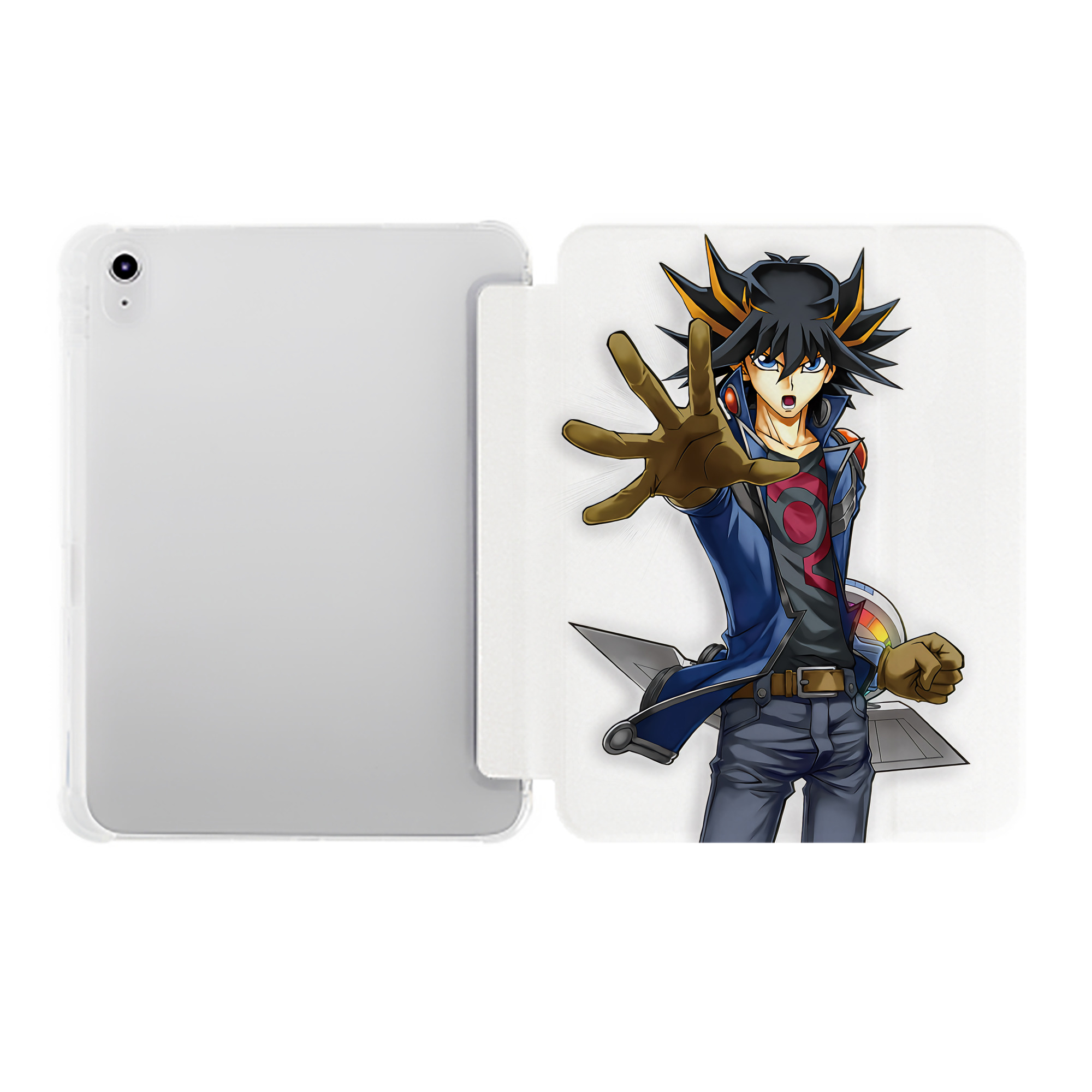 （画像用） 遊☆戯☆王 Yu-Gi-Oh! IPad ケース ペン収納付き 三つ折りスタンド PUレザー×シリコン 対応機種9.5/10.5/10.9インチ